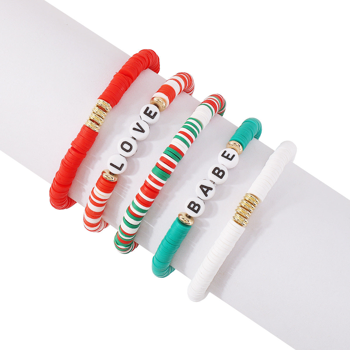 Wholesale Rice Beads Soft Pottery Colorful Alphabet Resin Elastic Bracelet